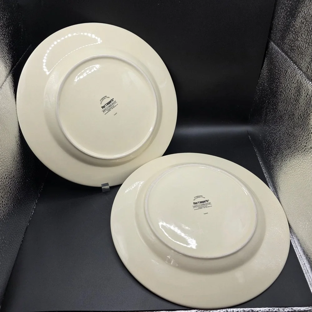 Pier 1 Imports Martillo Crème Brulee Dinner Plates Lot 2 Stoneware‎ 10.5